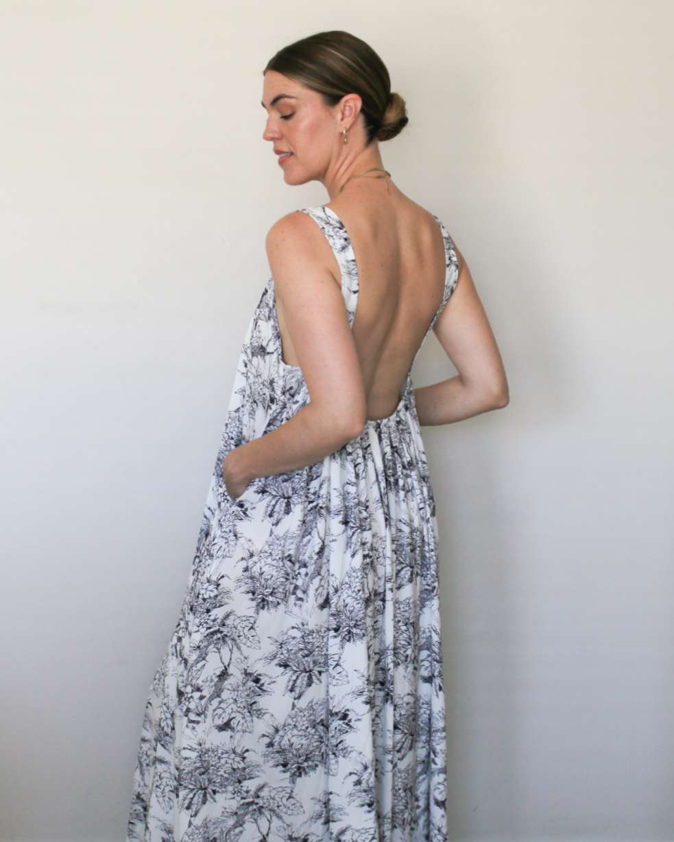 Anashe open-back maxi dress (botanical)