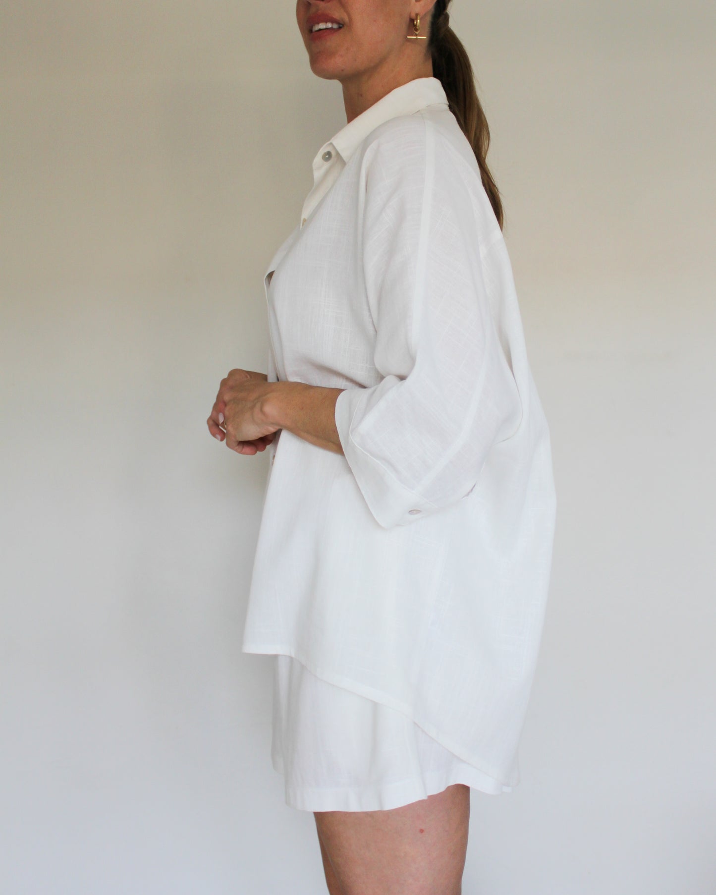 Ropa linen-blend short set (milk)