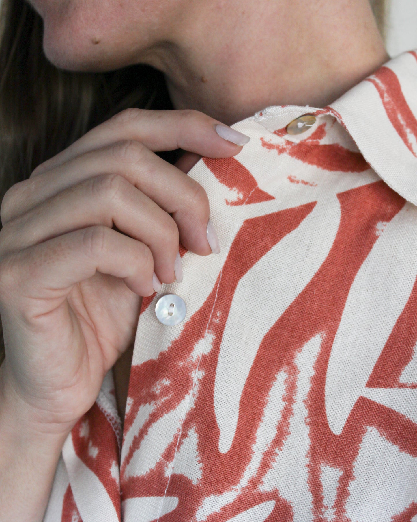 Ropa linen-blend short set (rusty leaves)