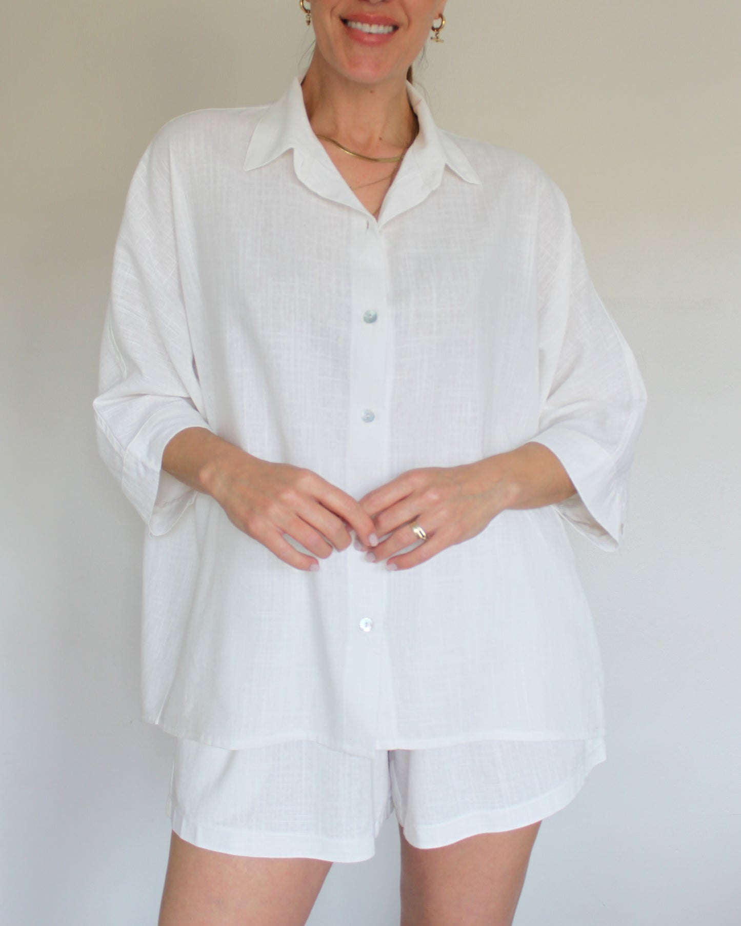Ropa linen-blend short set (milk)