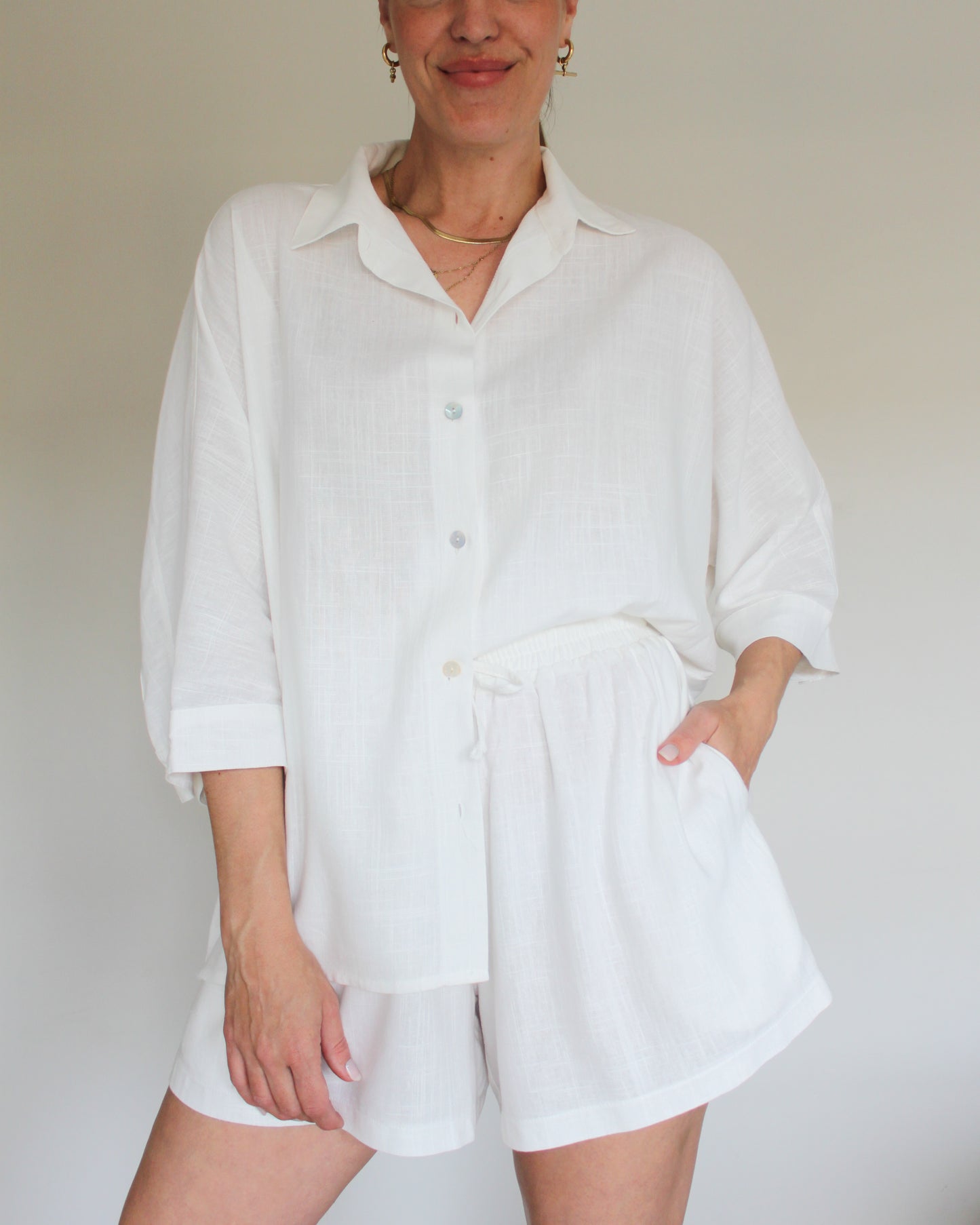 Ropa linen-blend short set (milk)