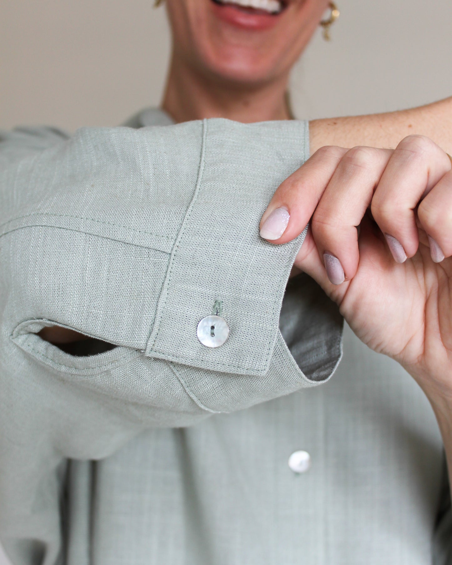 Ropa linen-blend short set (sage)