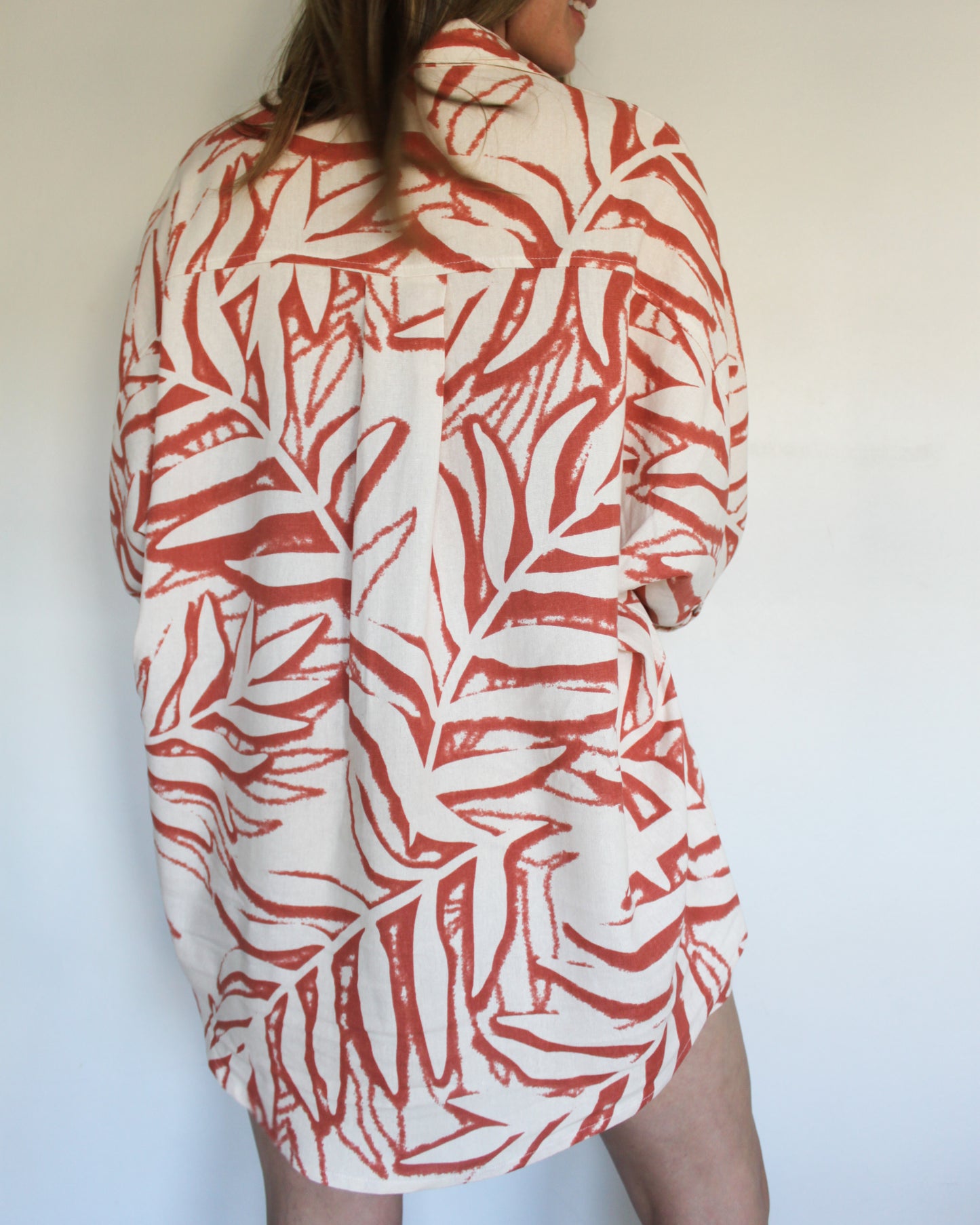 Ropa linen-blend shirt (rusty leaves)