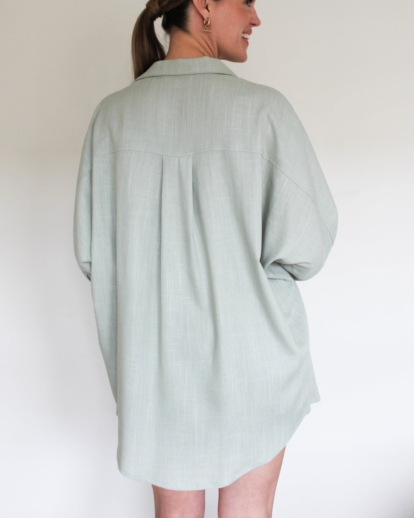 Ropa linen-blend short set (sage)