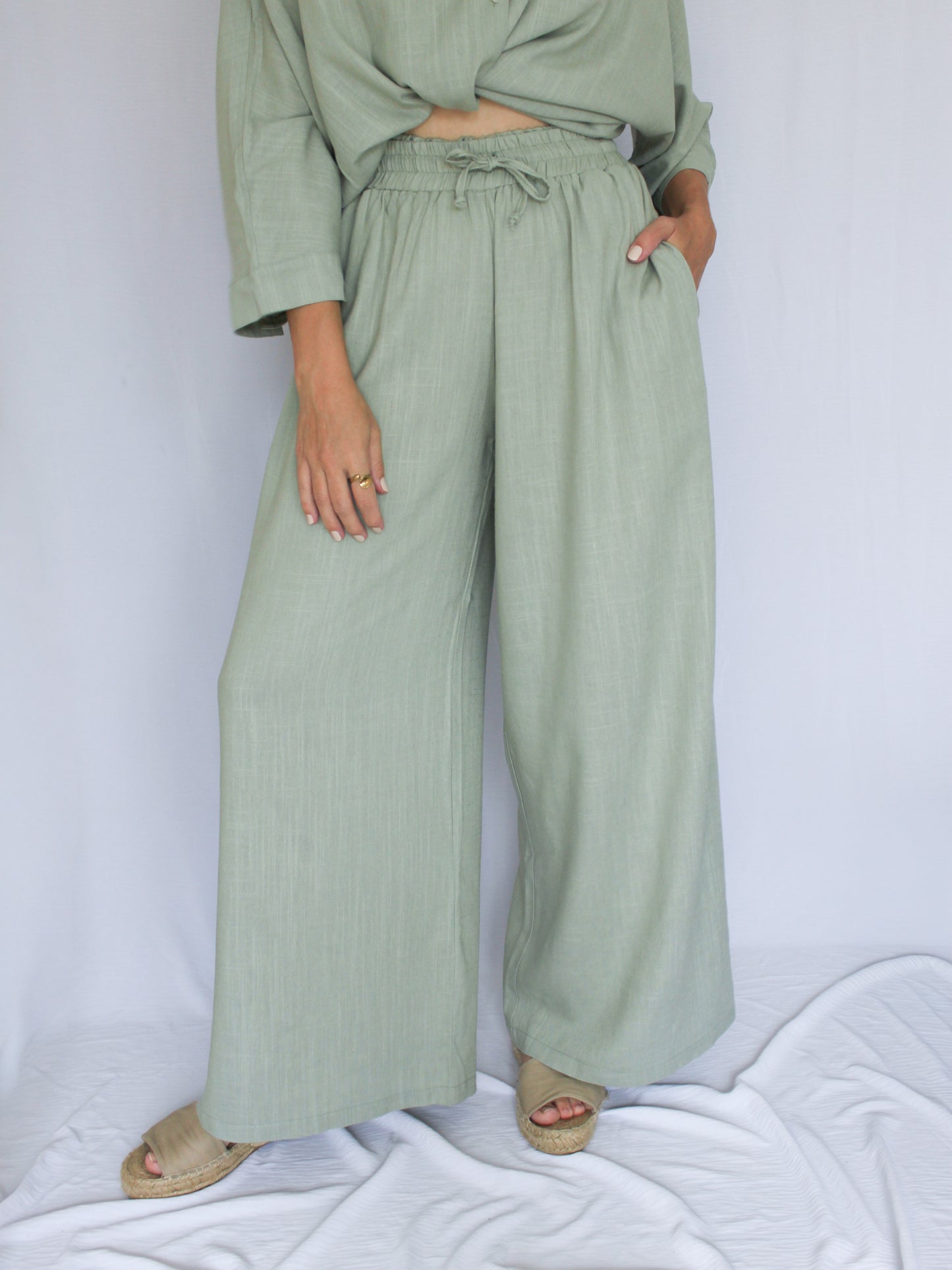 Ropa linen-blend pants (sage)