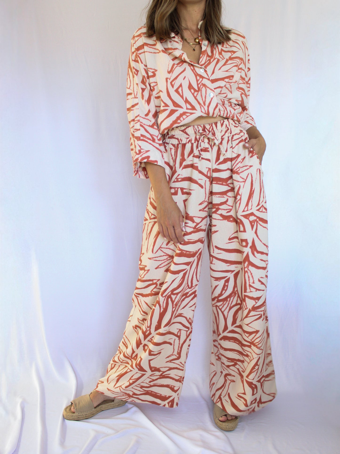 Ropa linen-blend pants (rusty leaves)