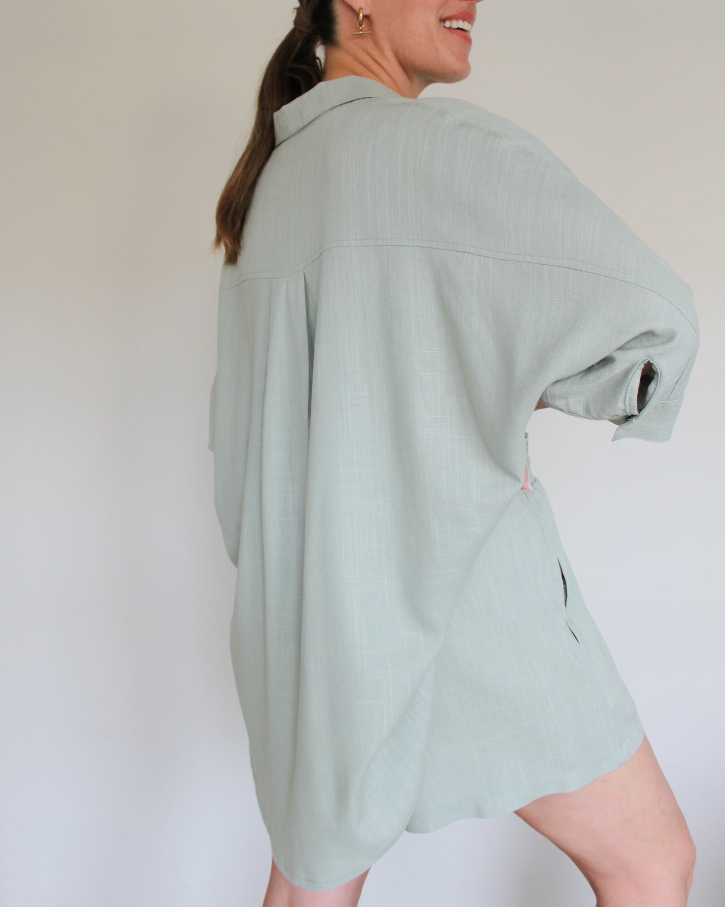Ropa linen-blend short set (sage)