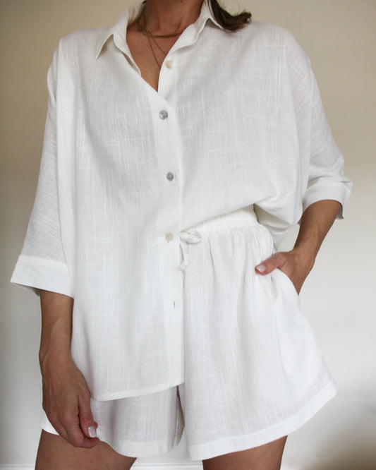 Ropa linen-blend short set (milk)