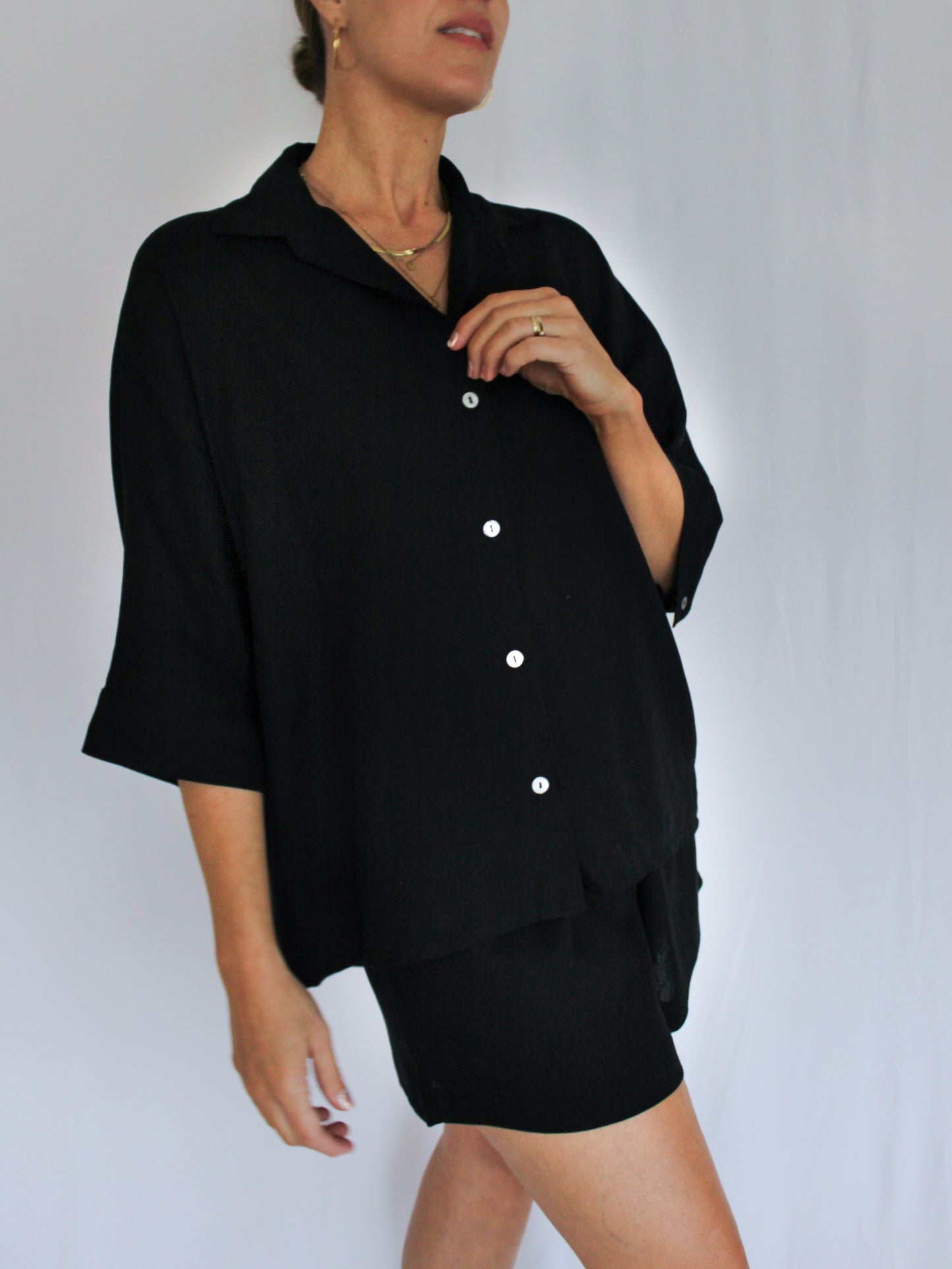 Ropa linen-blend shirt (black)