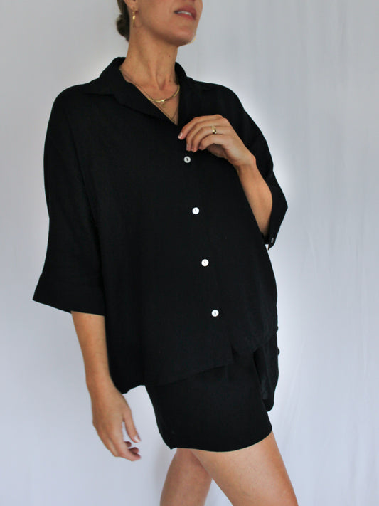 Ropa linen-blend shirt (black)