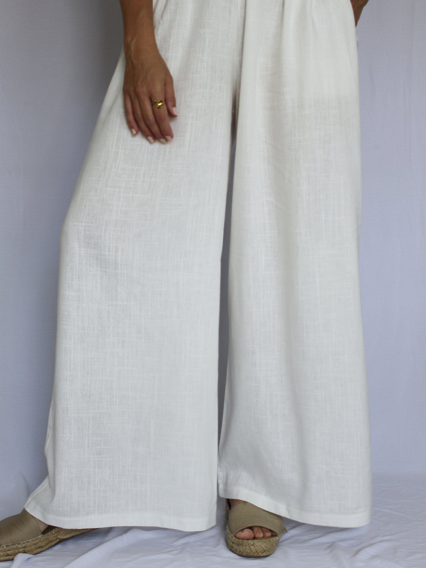 Ropa linen-blend pants (milk)