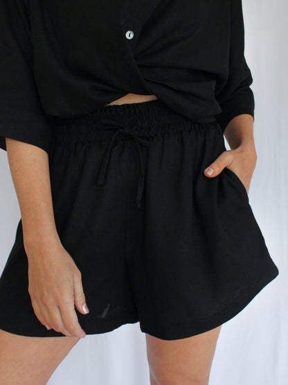 Ropa linen-blend shorts (black)