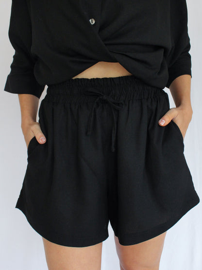 Ropa linen-blend shorts (black)