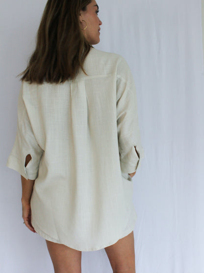 Ropa linen-blend shirt (buttercream)
