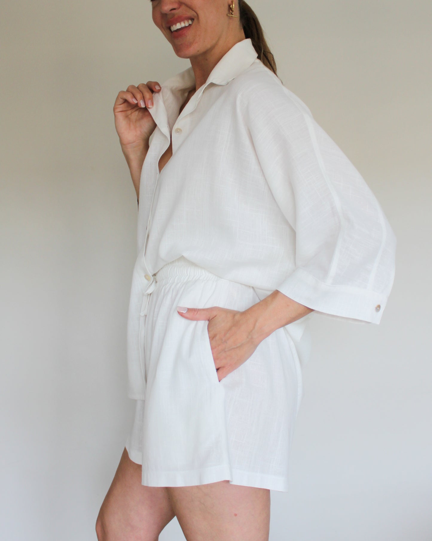 Ropa linen-blend short set (milk)