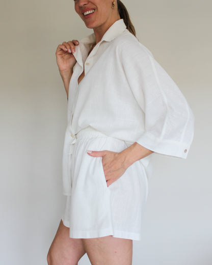 Ropa linen-blend short set (milk)