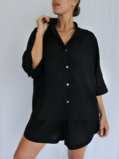 Ropa linen-blend shirt (black)