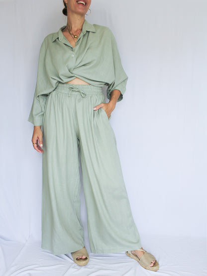 Ropa linen-blend pants (sage)