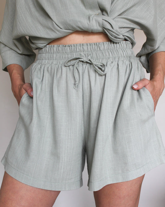 Ropa linen-blend shorts (sage)
