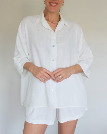 Ropa linen-blend short set (milk)