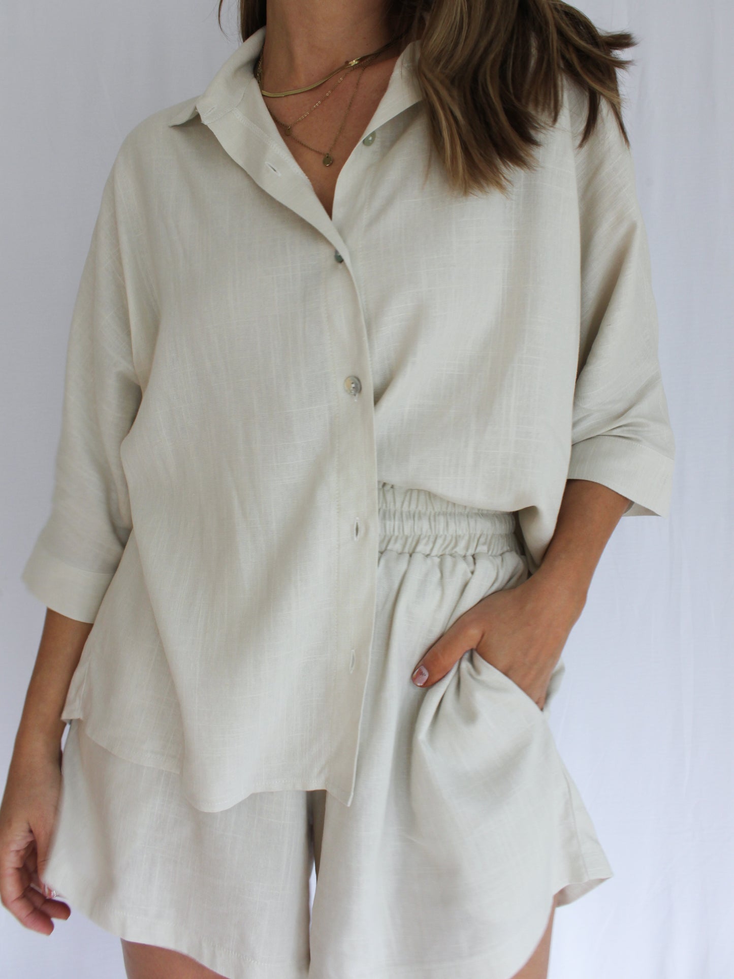 Ropa linen-blend shirt (buttercream)