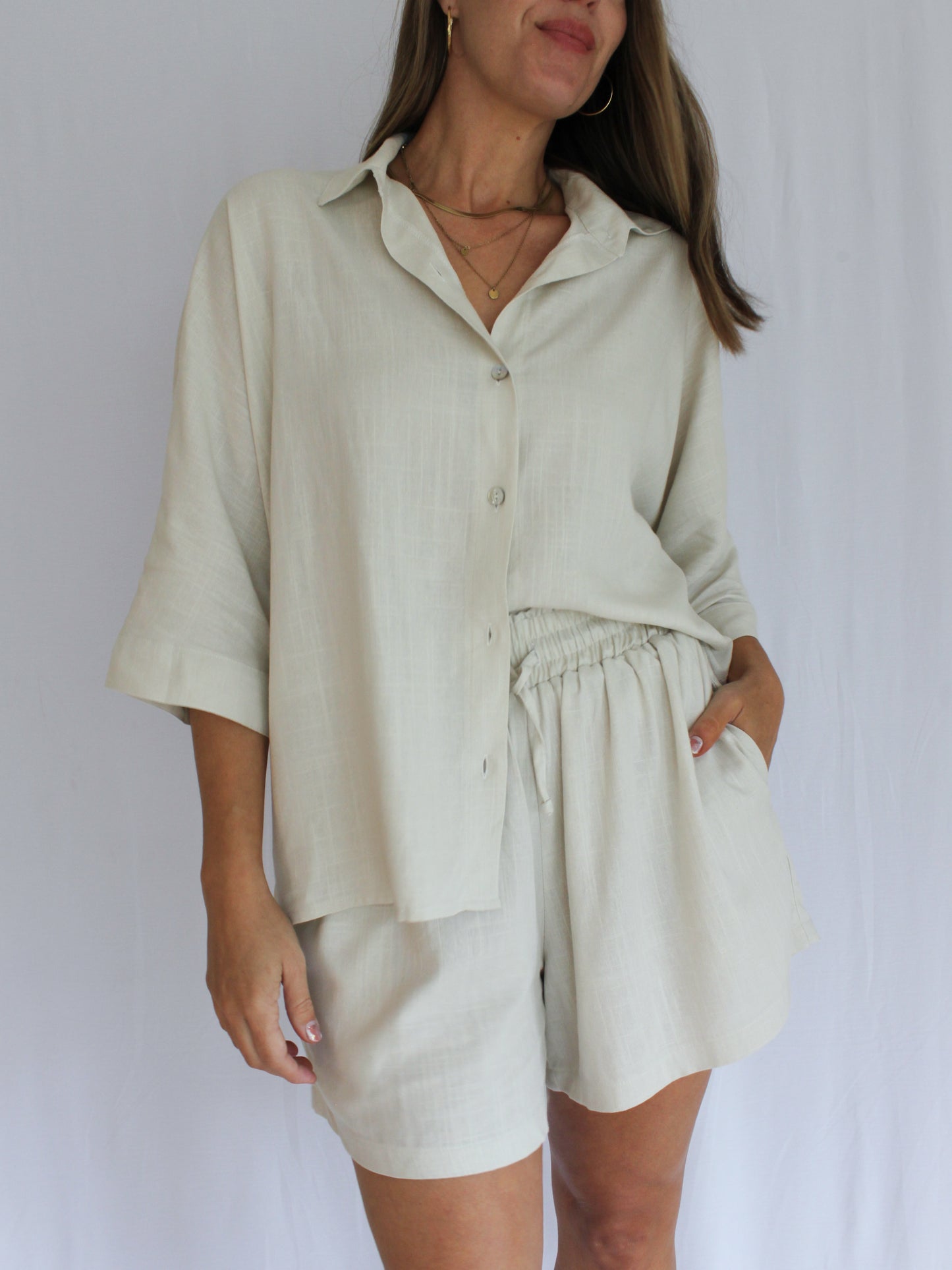 Ropa linen-blend shorts (buttercream)