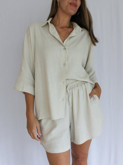 Ropa linen-blend shorts (buttercream)