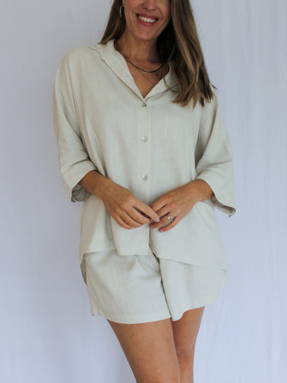 Ropa linen-blend shirt (buttercream)
