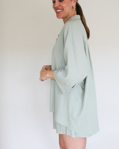 Ropa linen-blend short set (sage)