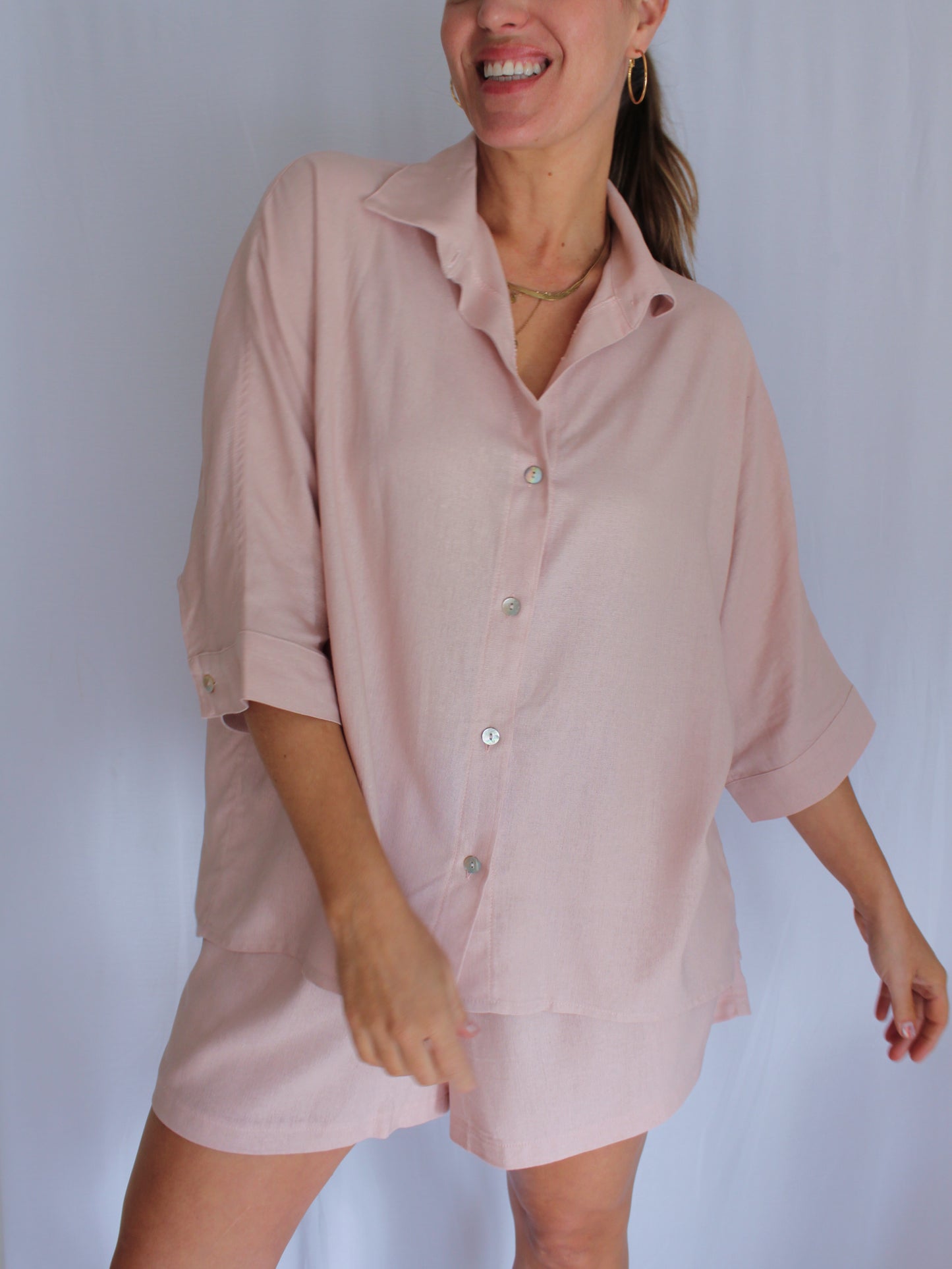 Ropa linen-blend shirt (blush)