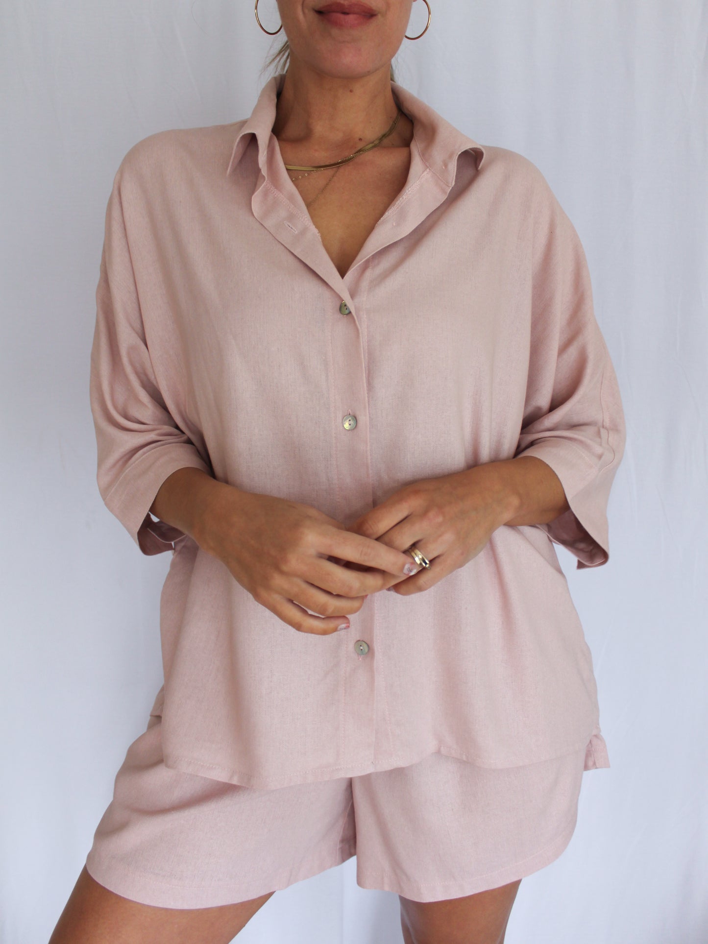 Ropa linen-blend shirt (blush)