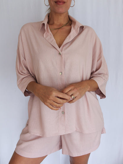 Ropa linen-blend shirt (blush)