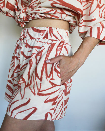 Ropa linen-blend shorts (rusty leaves)