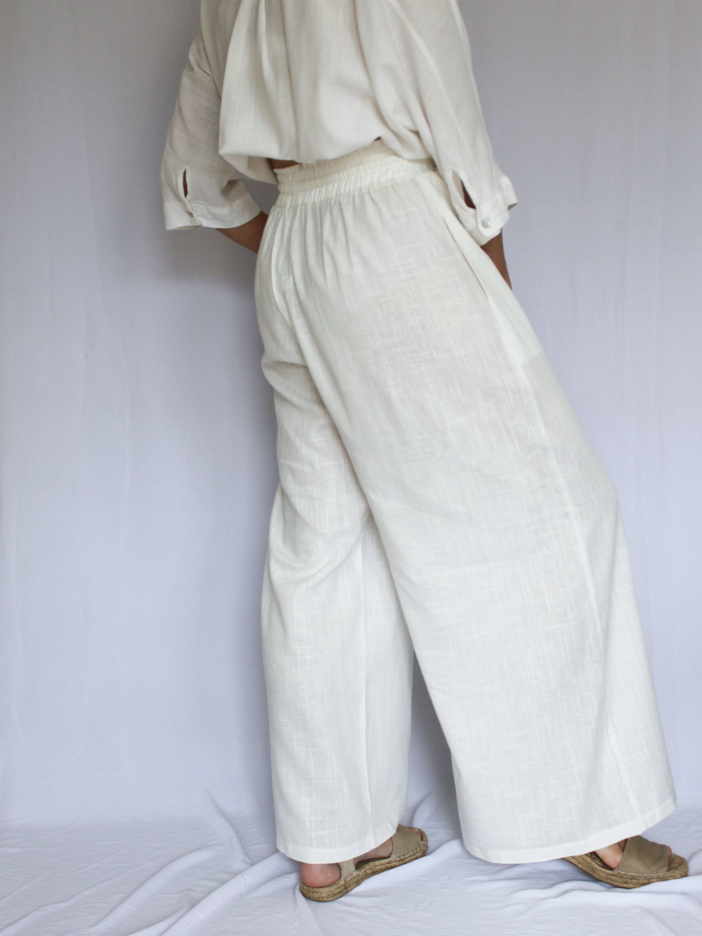Ropa linen-blend pants (milk)