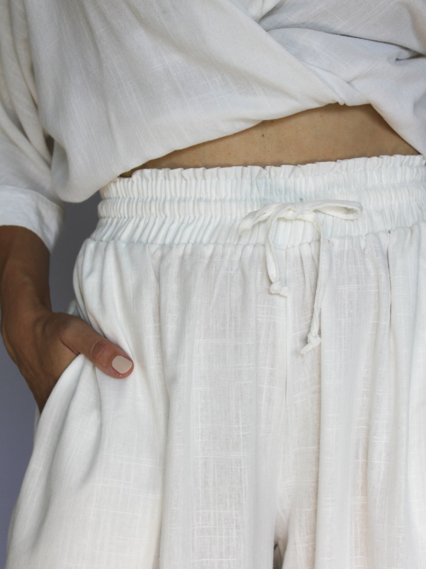 Ropa linen-blend pants (milk)