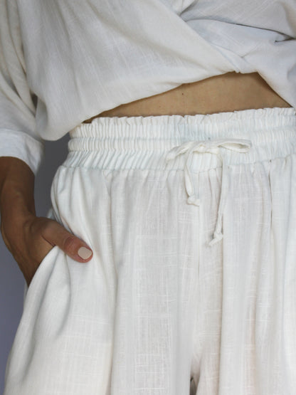 Ropa linen-blend pants (milk)