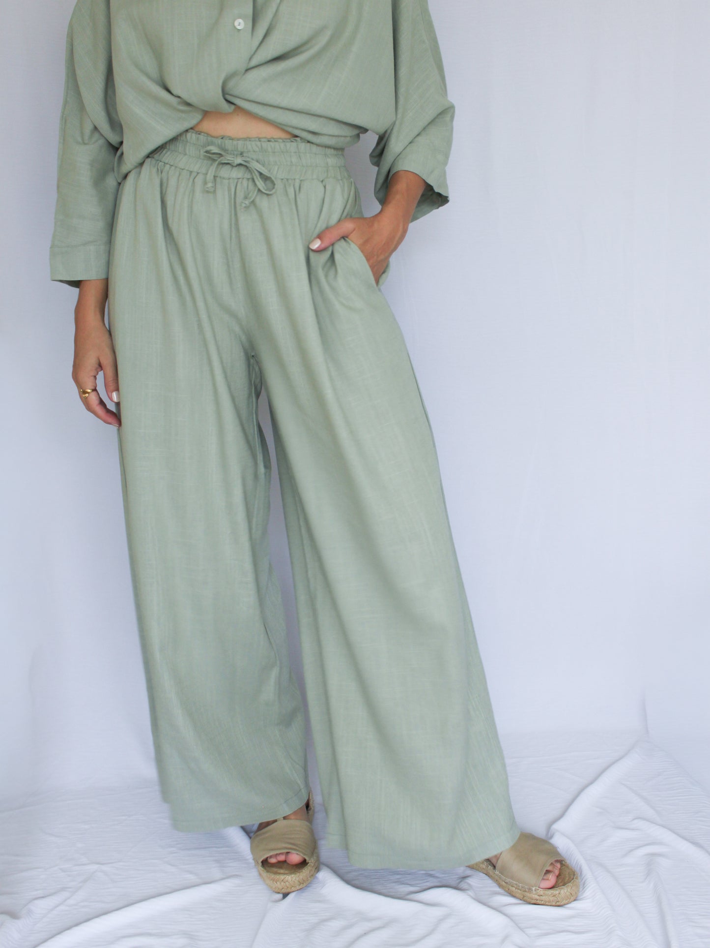 Ropa linen-blend pants (sage)