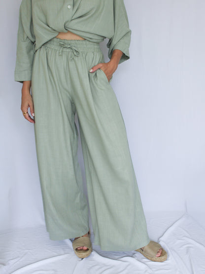 Ropa linen-blend pants (sage)