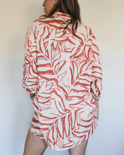 Ropa linen-blend short set (rusty leaves)