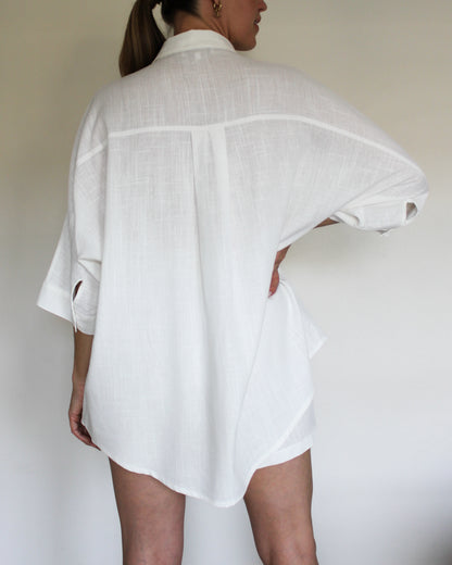 Ropa linen-blend short set (milk)