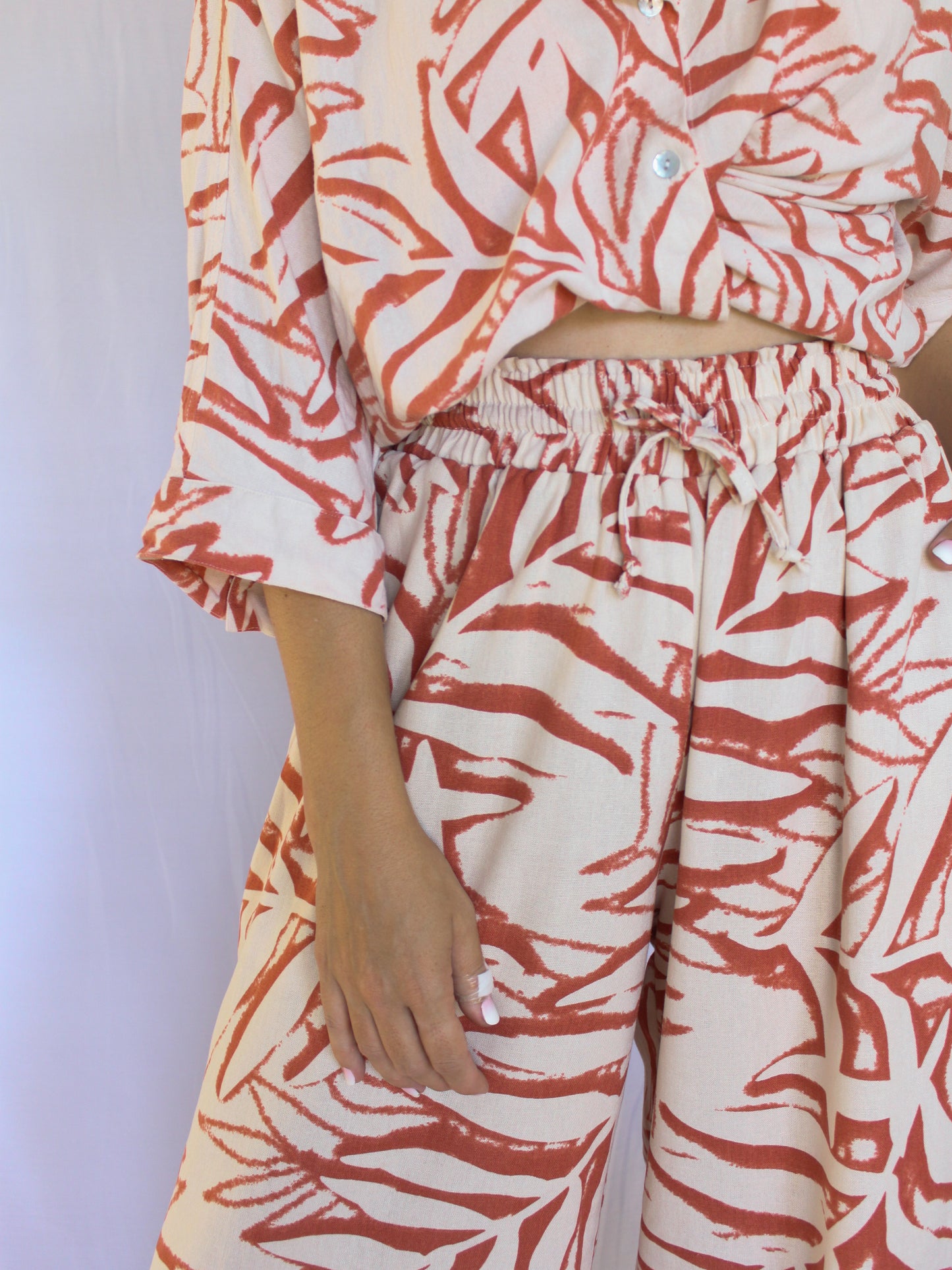 Ropa linen-blend pants (rusty leaves)
