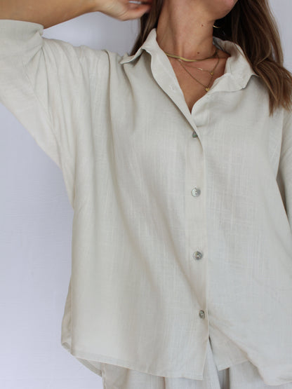 Ropa linen-blend shirt (buttercream)