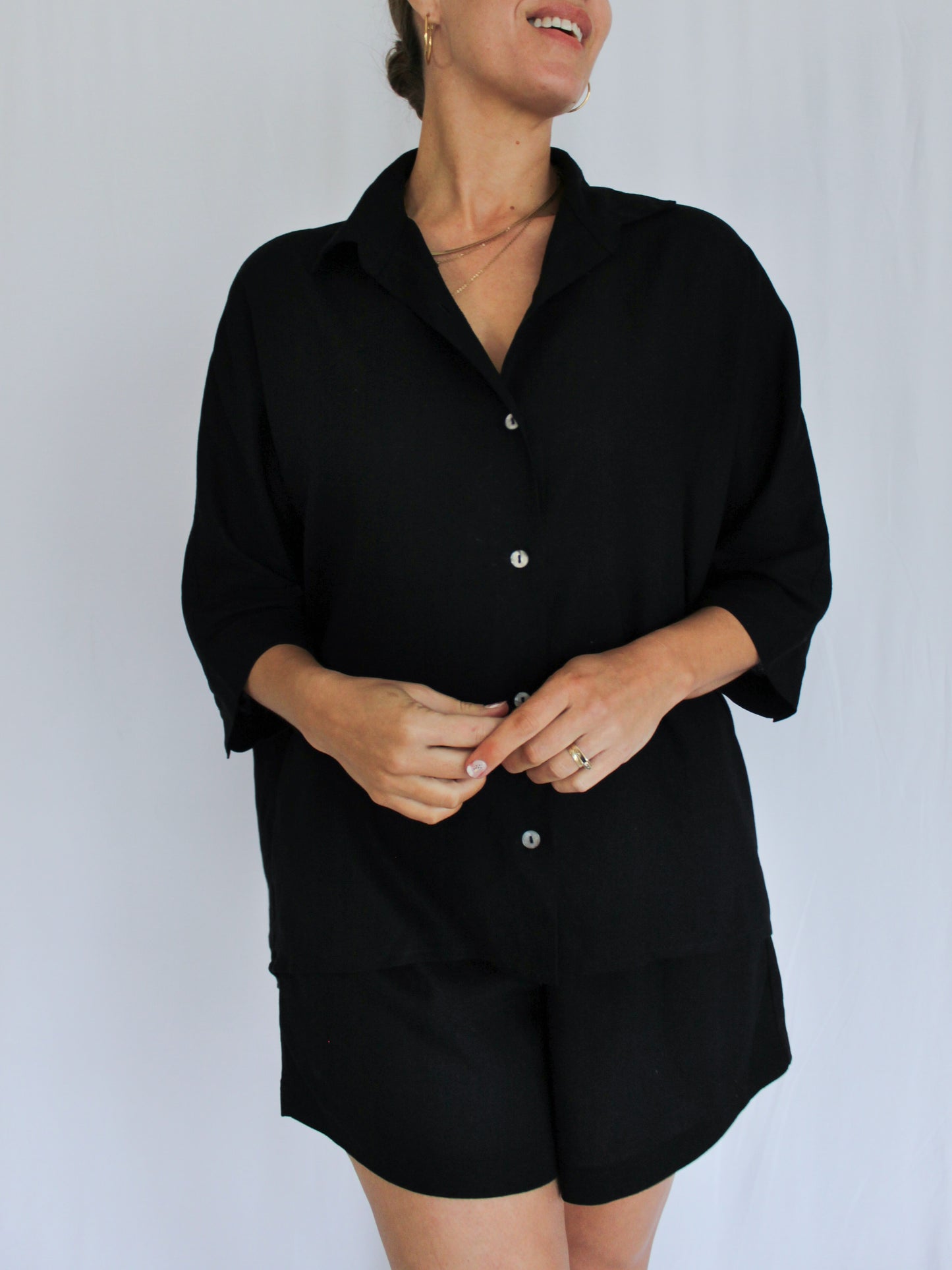 Ropa linen-blend shirt (black)