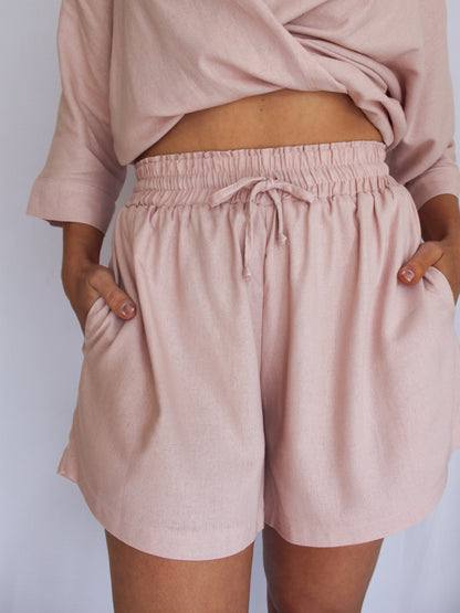 Ropa linen-blend shorts (blush)