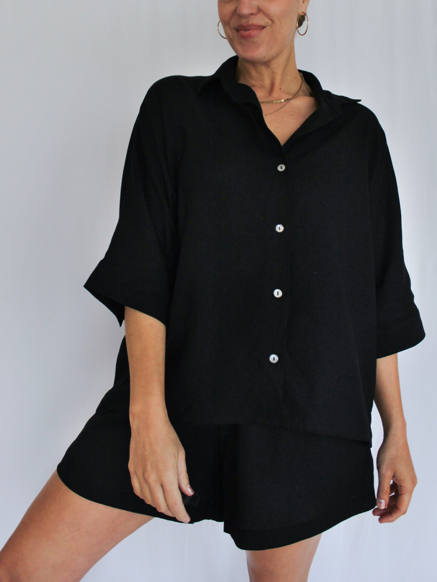Ropa linen-blend shirt (black)