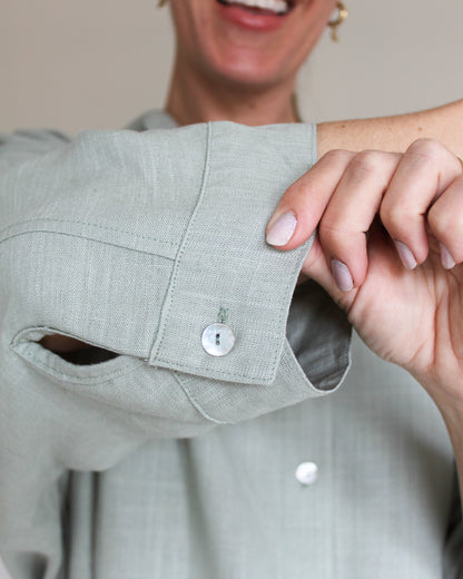 Ropa linen-blend short set (sage)