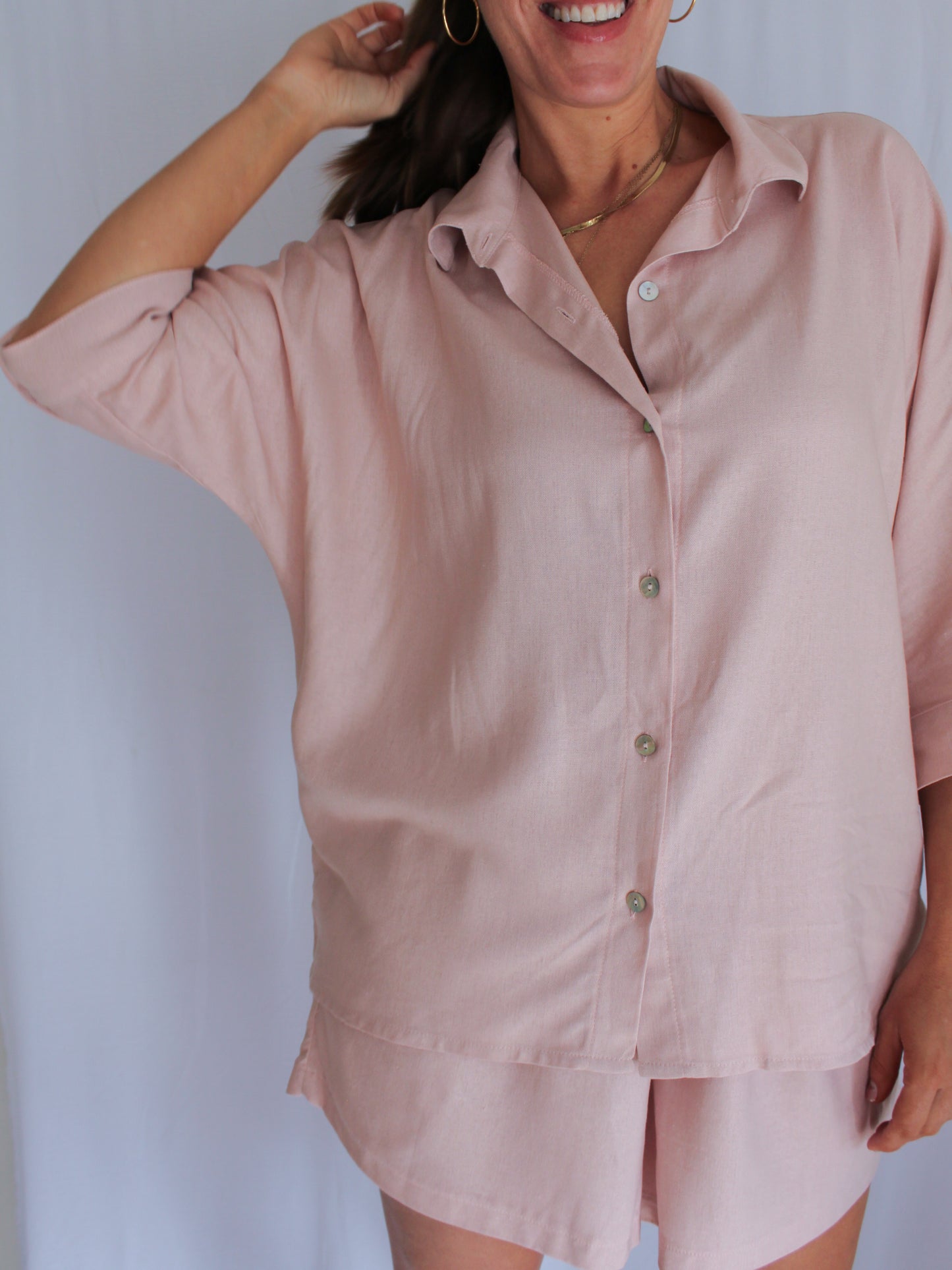 Ropa linen-blend shirt (blush)