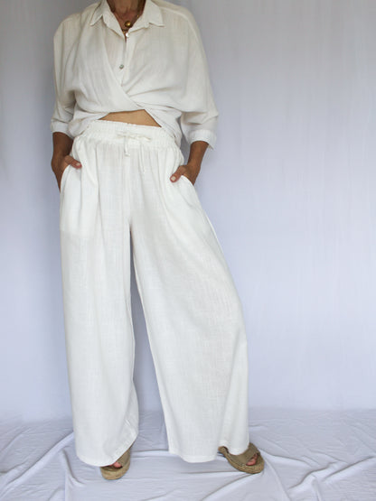 Ropa linen-blend pants (milk)