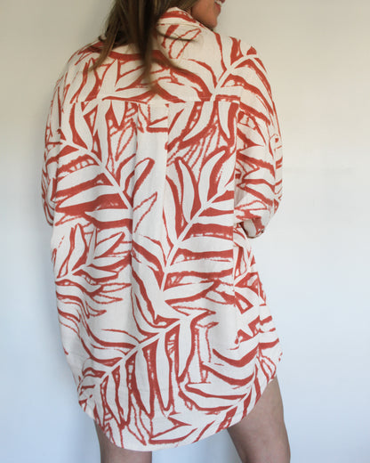 Ropa linen-blend shirt (rusty leaves)