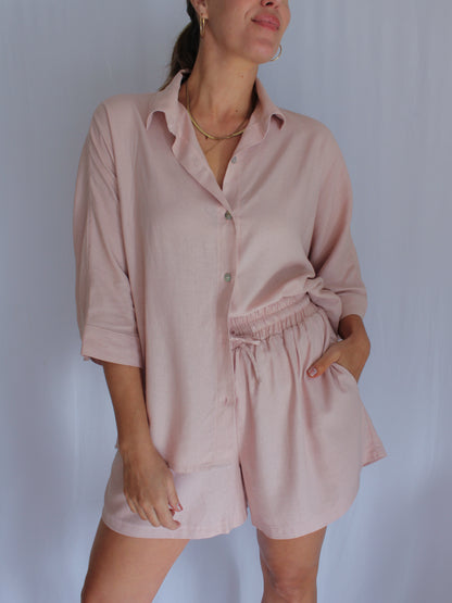 Ropa linen-blend shirt (blush)